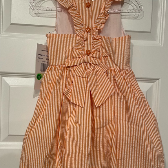 Macys Rare Editions Girls Orange Seersucker Sundress - Picture 2 of 5